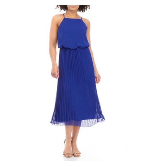 Sam Edelman Halter Neck Pleated Midi Dress size 4 NEW - Picture 1 of 8